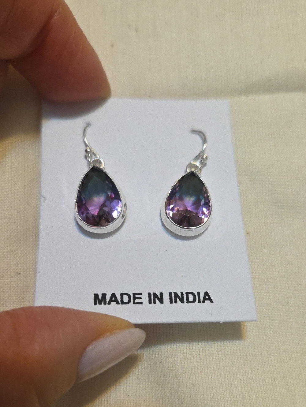 Silver Teardrop Multicolor Crystal Earrings - Women Jewelry